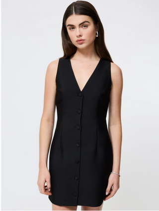 Struct Taffeta Sleeveless Mini Dress - Black