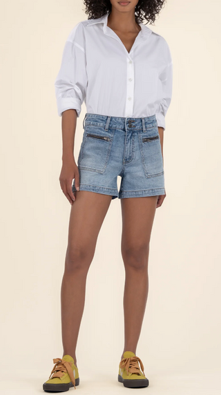 Jane High Rise Long Short with Front Patch Pockets - Order