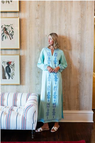 Embroidered Caftan - Mint