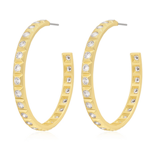 XL Pyramid Stud Hoops, Gold