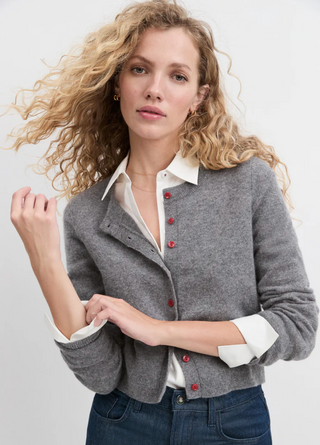 Cropped Rebecca Cardigan - Dark Charcoal Grey