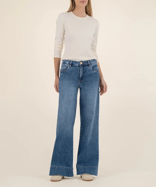 Maya High Rise Fab Ab Wide Leg Back Darts Wide Hem-Amaze