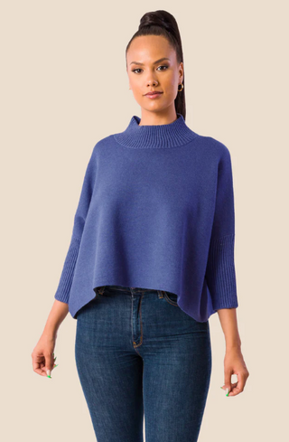 Aja Sweater Top - Blue Melange