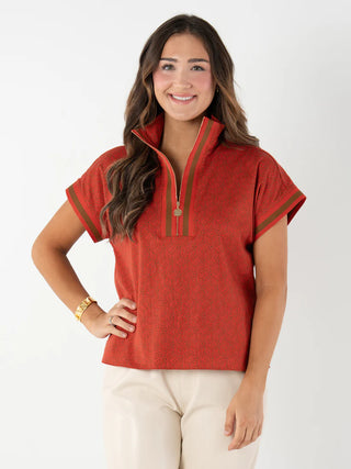 Poppy Pullover - Red Tonal Monogram