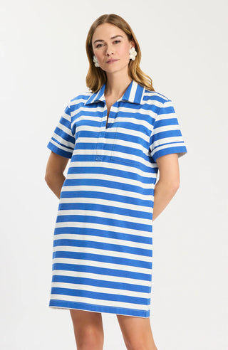 Toni Striped Polo Dress - Deja Blue