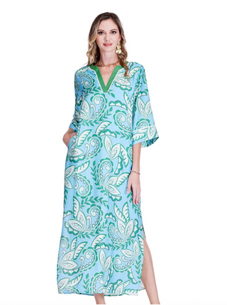 Trimmed Maxi - Green Paisley