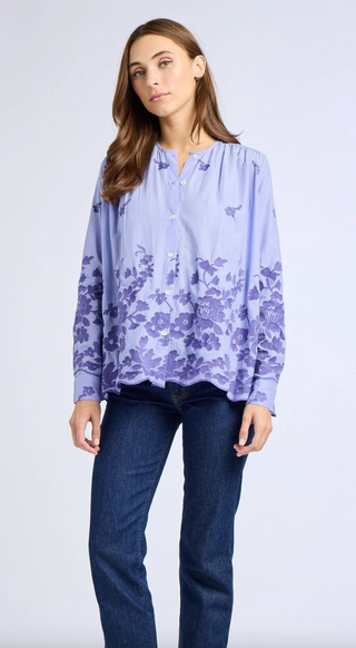 Florian Top - Periwinkle Embroidery