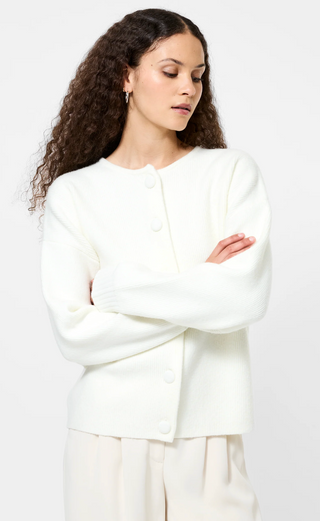 Riddley Knit Drop Shoulder Cardigan - Porcelain Cream