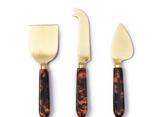 S/3 Tortoise Swirl Cheese Knives in Gift Box