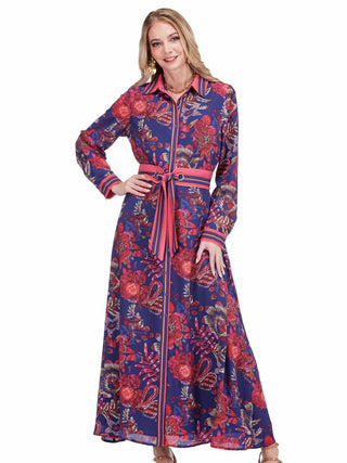 Maxi Shirtdress - Hibiscus Royale
