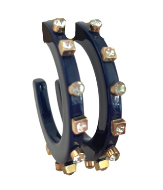 Small City Girl Jewel Hoop, Navy Crystal