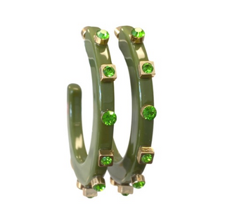 Small City Girl Jewel Hoop, Olive