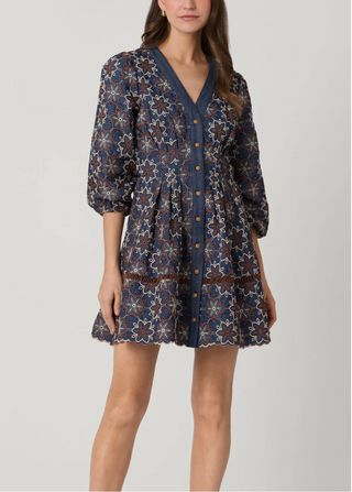 Lina Dress - Navy/Umber/Sand