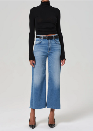 Lyra Wide Leg Crop 27 - Verve Tropical Denim
