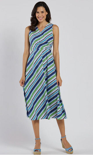 Easton Stretch Poplin - Umbrella Stripe Navy