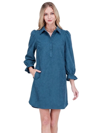 Placket Collar Dress - Peacock