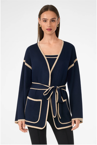 Wright Cardigan - Indigo/Biarritz Beige