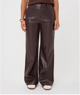 Trousers Wide Leg Faux Leather