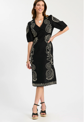 Posey Midi Dress - Black/White
