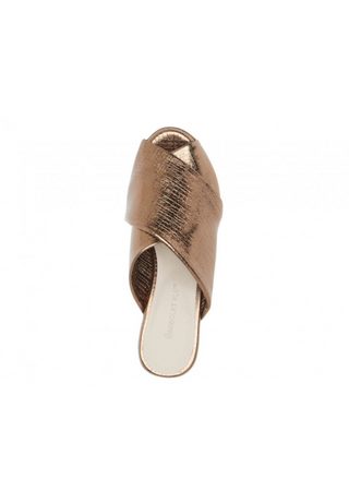 Georgette Platform Slide, Bronze Leather