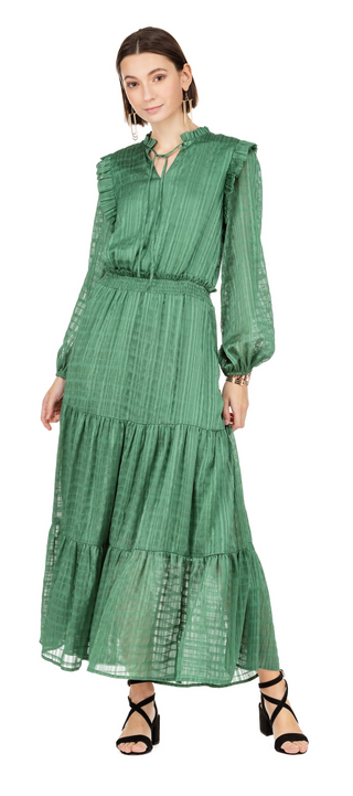 Split Neck Maxi Dress, Evergreen