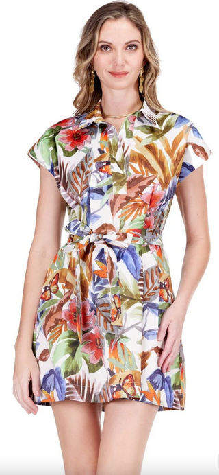 Fit & Darts Dress - Leaf Mosaic