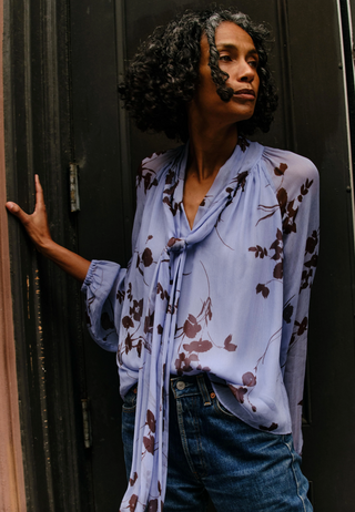 Alma Long Sleeve Blouse - Upstate Floral Blue Mist