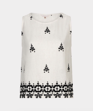 Sleeveless Top with Embroidery
