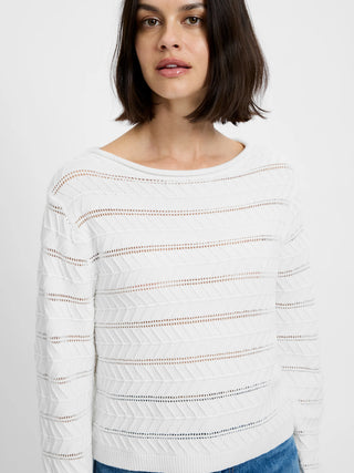 Mozart Crochet Stripe Pullover - Summer White