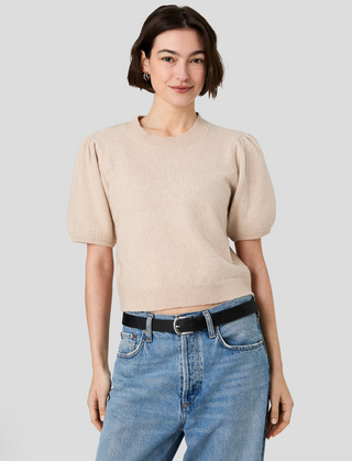 Yulia Knit Puff Sleeve Top - Oatmeal