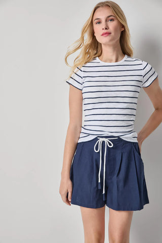 Striped Short Sleeve Top- Navy Stripe
