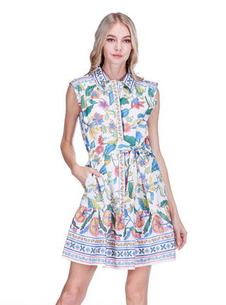 Front Placket Shirt Dress - Festival Florals