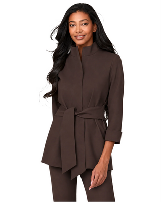 Tie Front Jacket - Chocolate