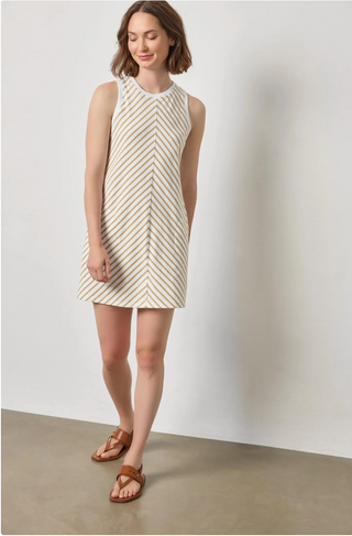 Center Seam Tank Dress - Burlap Stripe