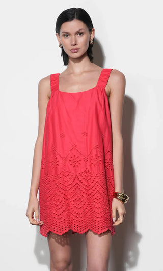 Kallie Linen Blend Embroidered Mini Dress