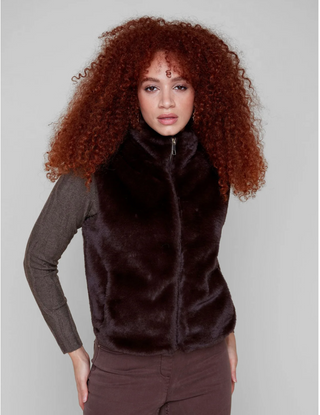 Faux Fur Vest - Chocolate