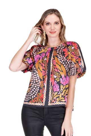 Pleated Puff Sleeve Top - Paved Petals