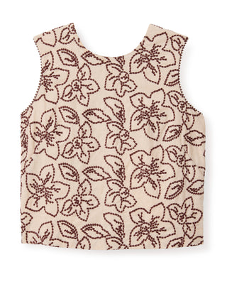 Linda Shell Top-Field Floral Embroidery