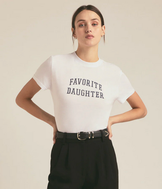 Favorite Daughter Cropped Collegiate Tee - White