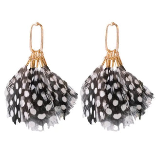 Spotted Feather Fall Statement Tassel Earrings