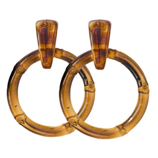Dark Brown Bamboo Statement Drop Earrings