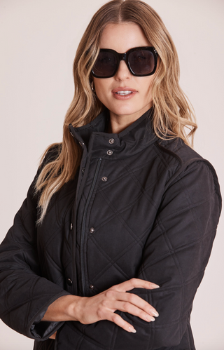Tilda Quilted Car Coat, Black