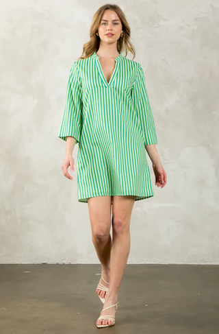 WCT2638 Long Sleeve Striped Midi Dress - GN