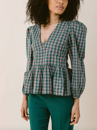 Cara Top, Green Plaid