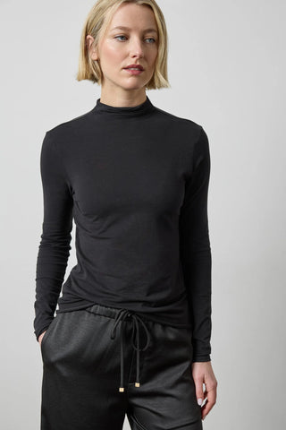Long Sleeve Funnel Neck-Black