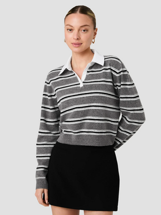 Yulia Knit Campus Stripe Pullo - Graphite