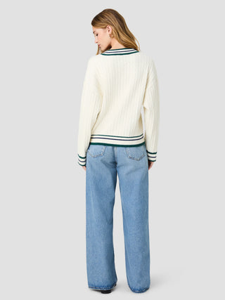 Aleyna Knit V-Neck Cable Pullover