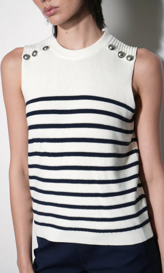 Elaine Sleevless Stripe Sweater Top