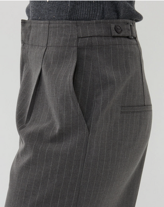 Trousers Pinstripe - Grey Melange