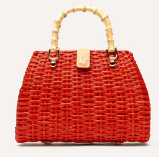 Rooster Wicker with Bamboo Handle - Red